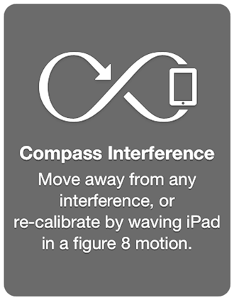 Compass Interference. Move away from any interference, or re-calibrate by waving iPhone in a figure 8 motion.